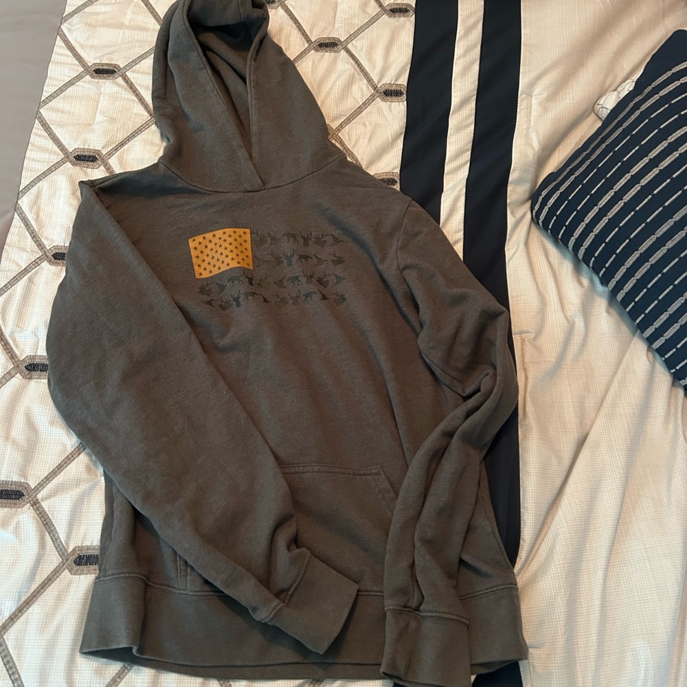 Columbia Dark Gray Hoodie with Fish Graphic